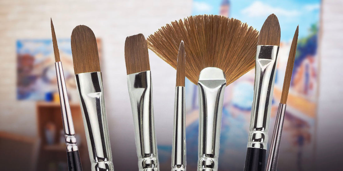 Seven different types of paintbrushes