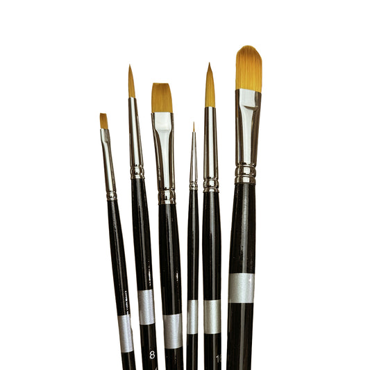 Golden Taklon Bundle - Long Handle Professional Artist Brushes