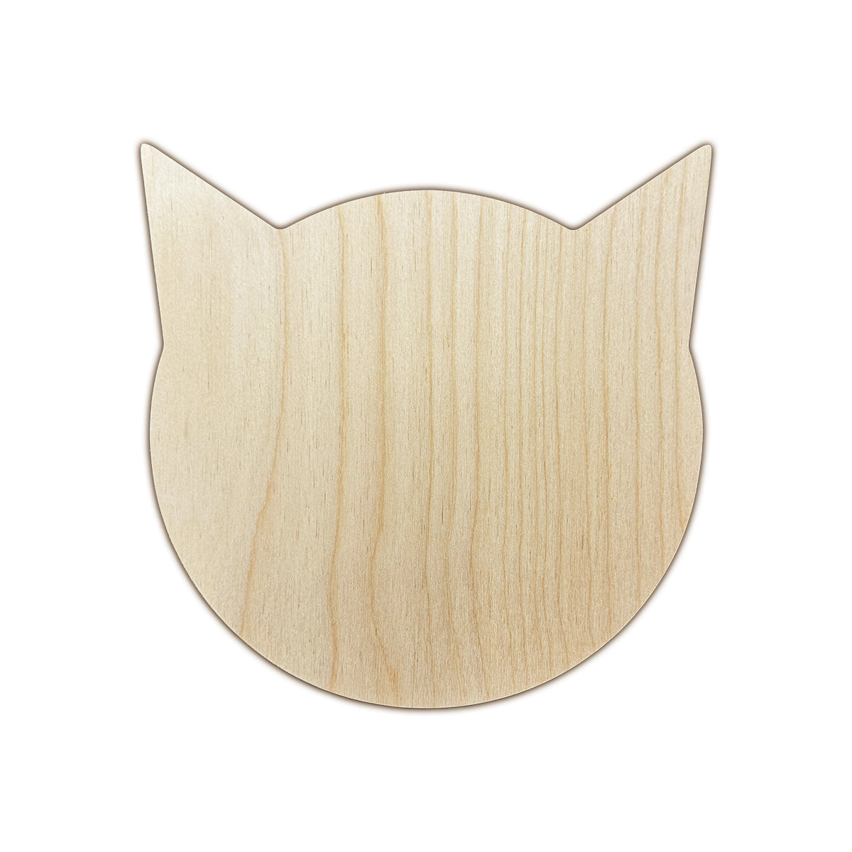 a wood canvas in the shape of a cat 's face