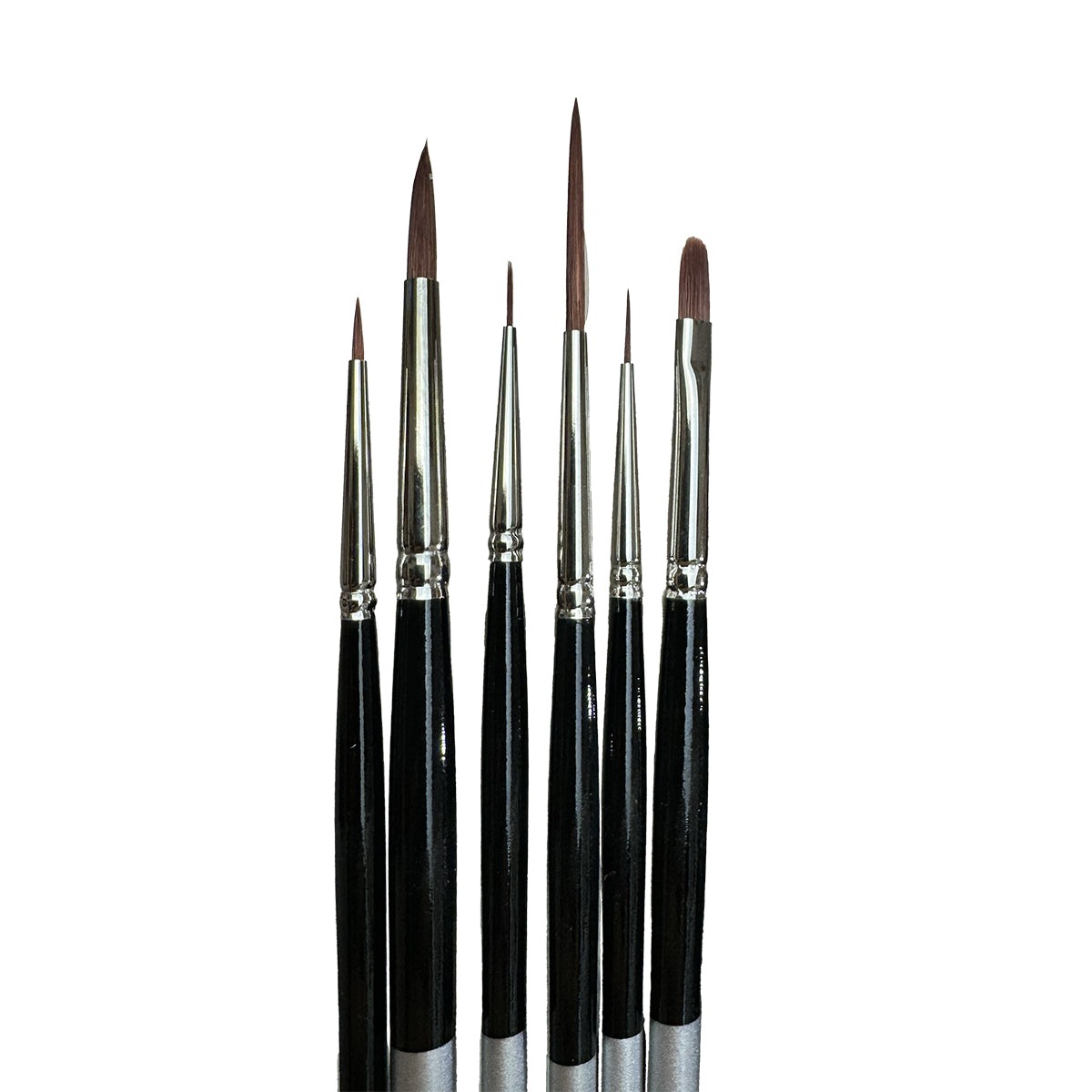 a set of 6 paintbrushes that are thin and tall