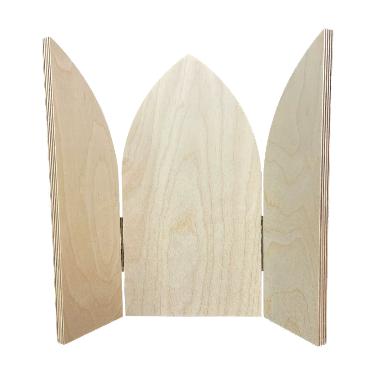 an arch panel wood canvas with foldable sides