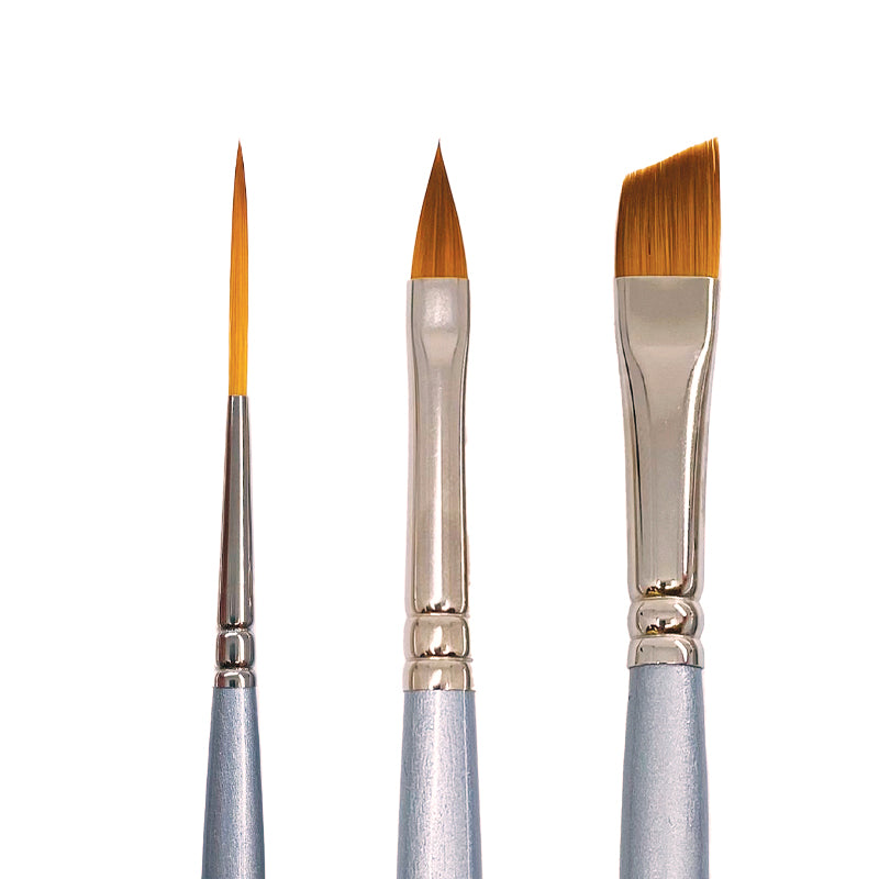 three different midz nature paintbrushes lined up