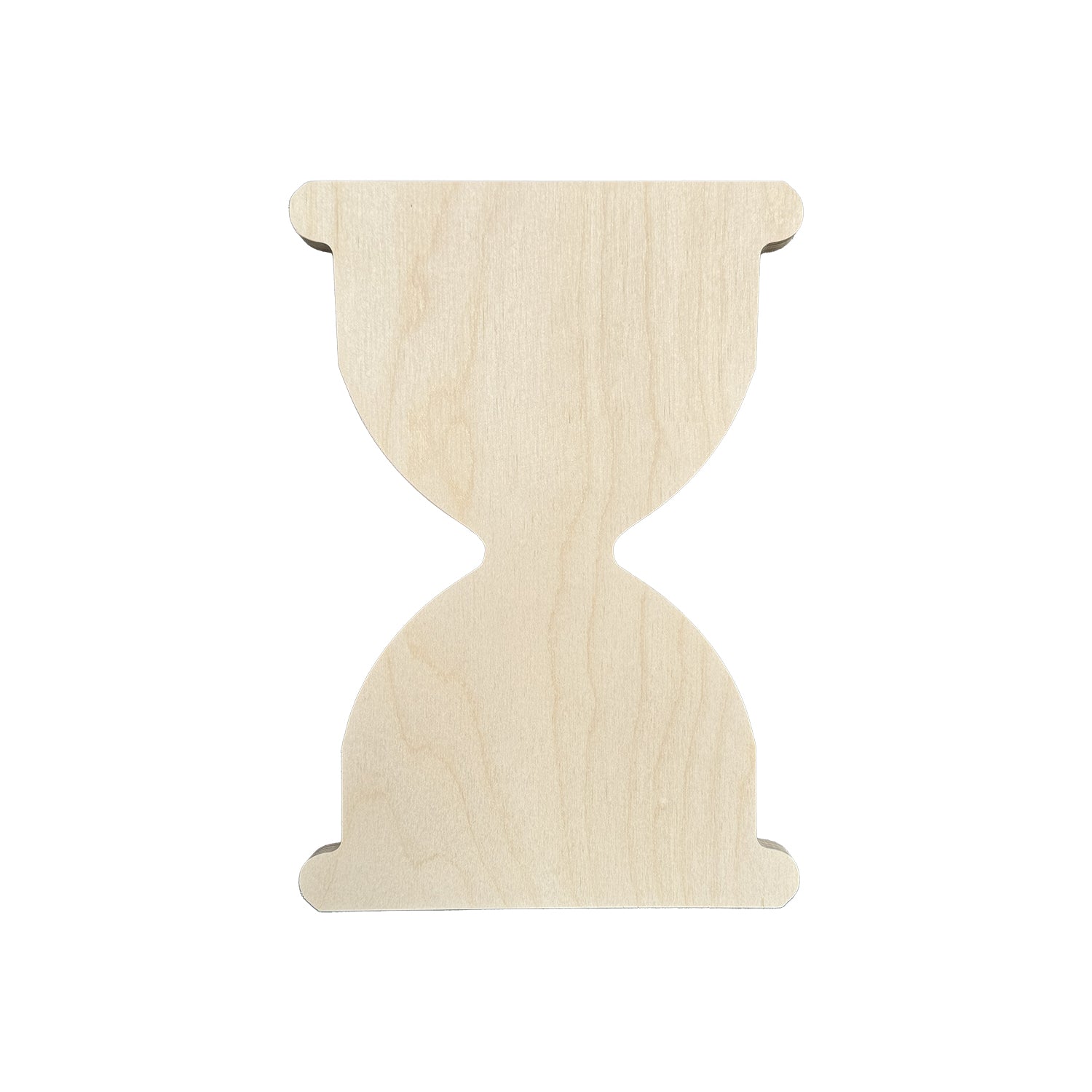 a wood canvas in the shape of an hourglass