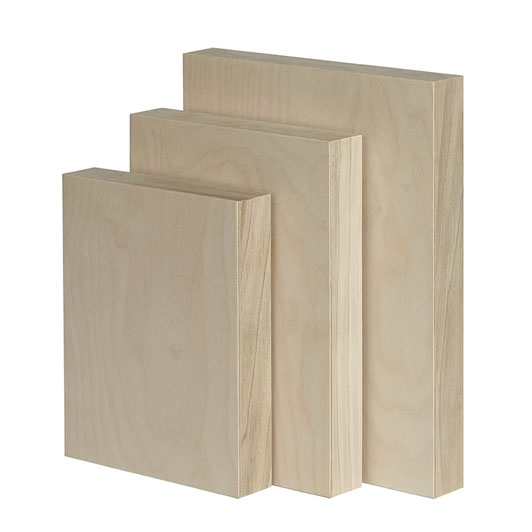 three rectangular wooden canvases that increase in size