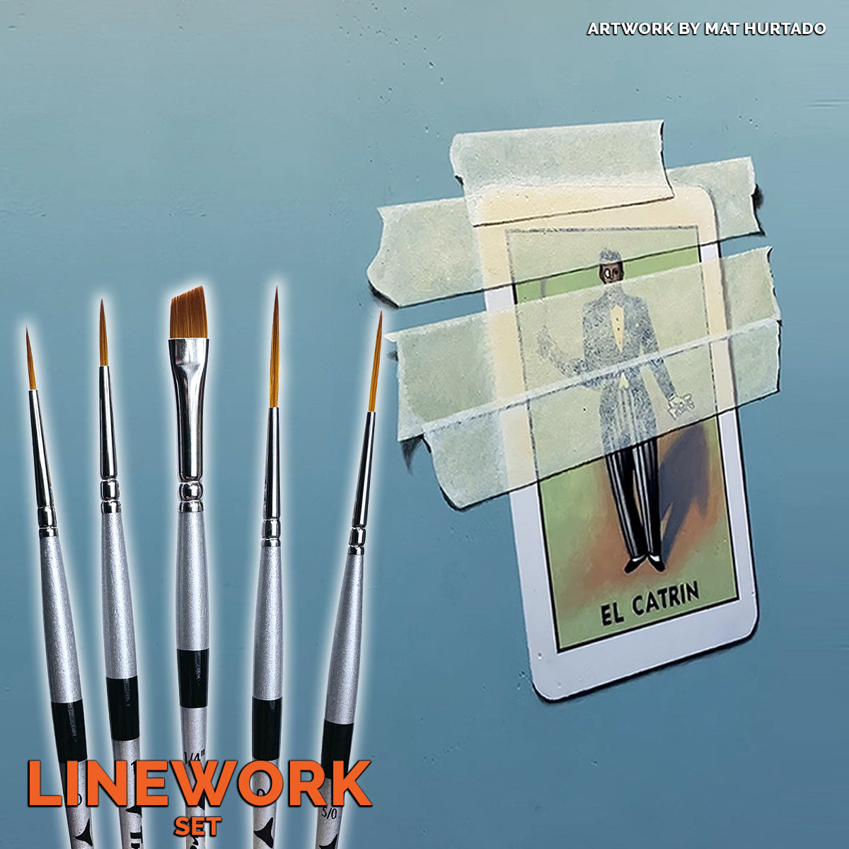 Trekell MIDZ Linework 5 Piece Brush Set - Synthetic Artist Brushes for Linework