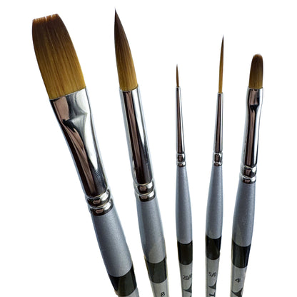 Trekell MIDZ Oil Starter 5 Piece Brush Set - Synthetic Artist Brushes for Oil Paint