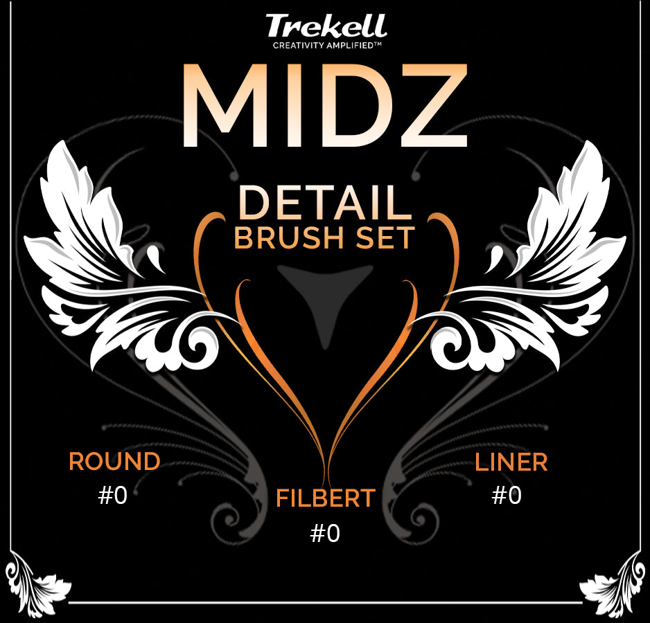 Trekell MIDZ Detail Brush Set - Pinceles artísticos sintéticos para óleo, acrílico y acuarela