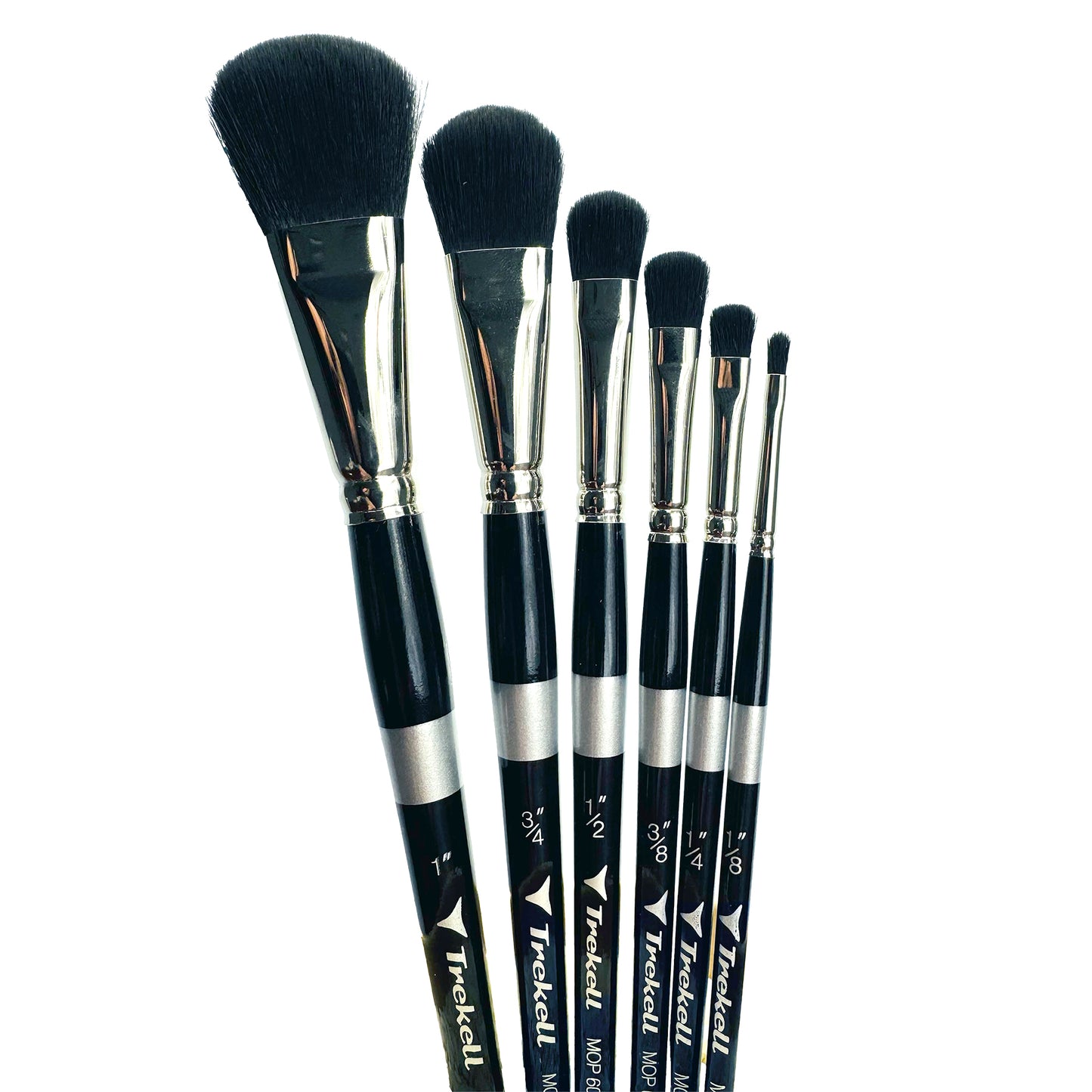 Trekell Mop Short Handle Artist Brushes - Complete Set - Oval Mop