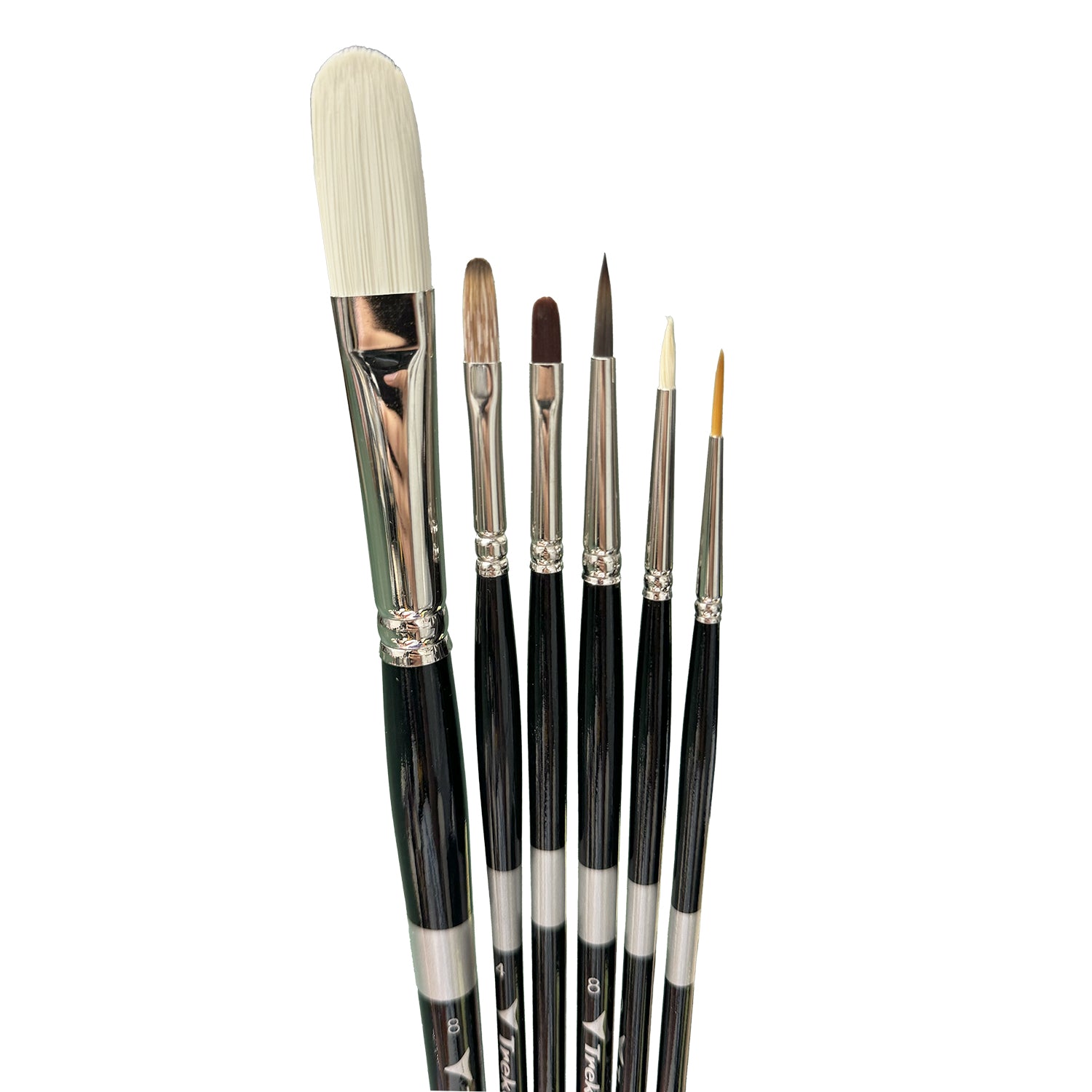 a set of paintbrushes with different colored tips