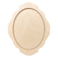 a wooden oval frame with a white background