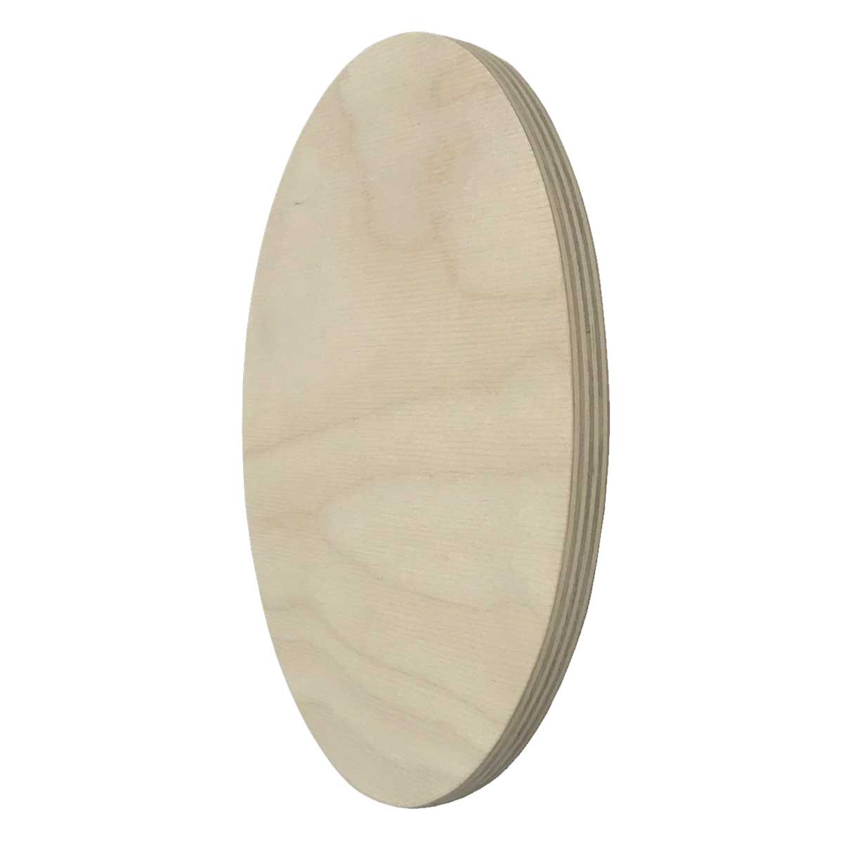 a wood canvas in the shape of an oval