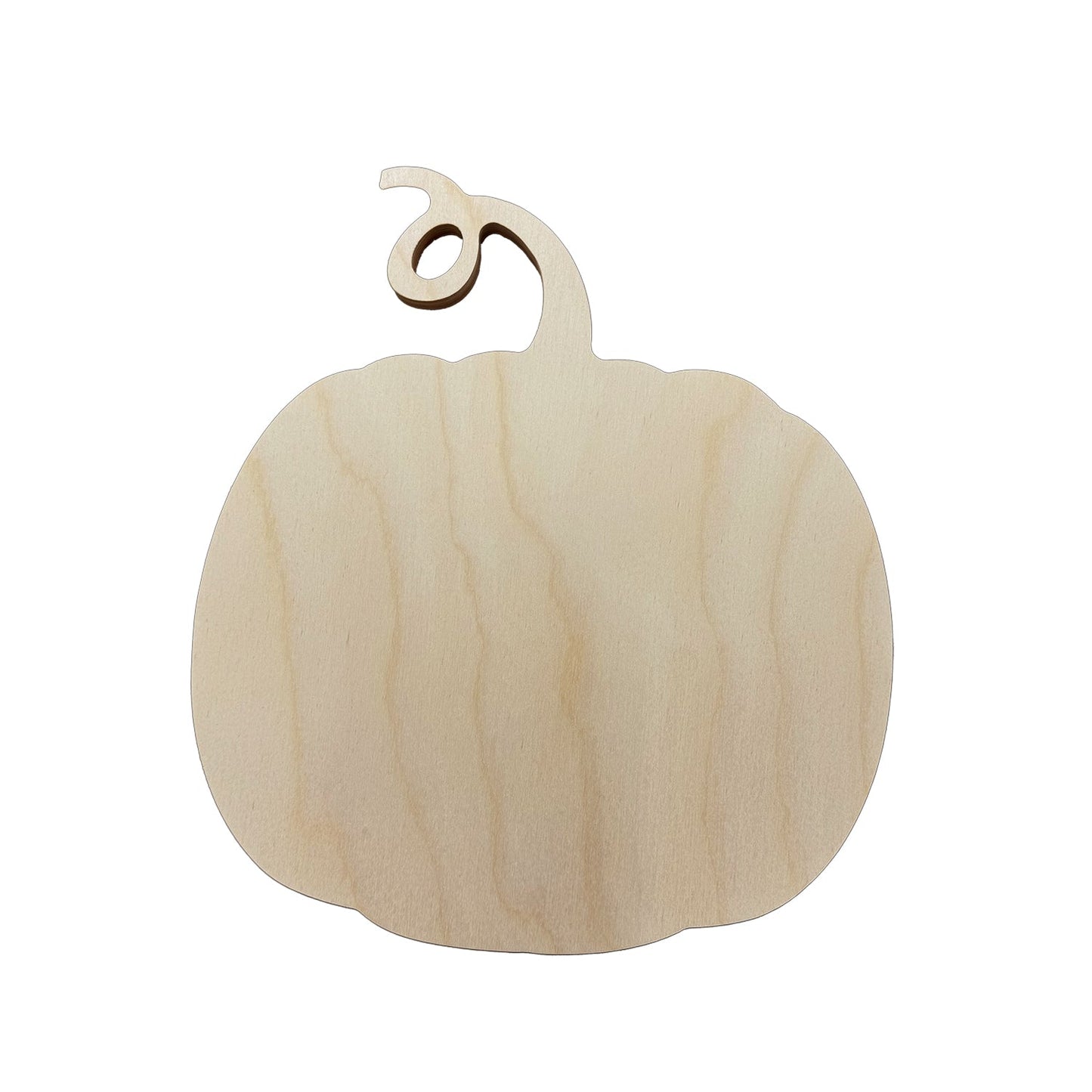 a wood canvas in the shape of a pumpkin with a twisted stem