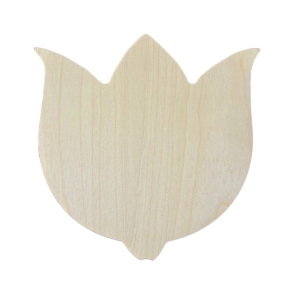 a wood canvas in the shape of a tulip