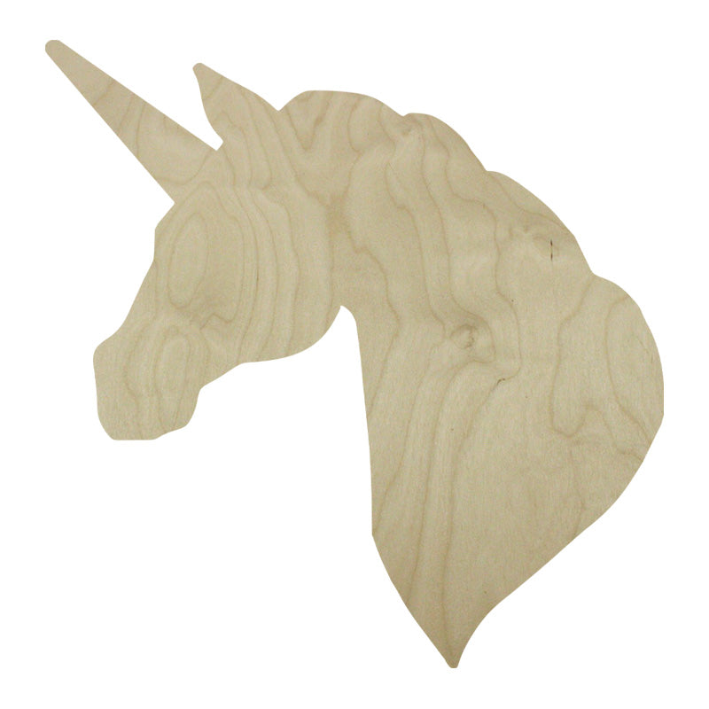 a wood canvas in the shape of a unicorn