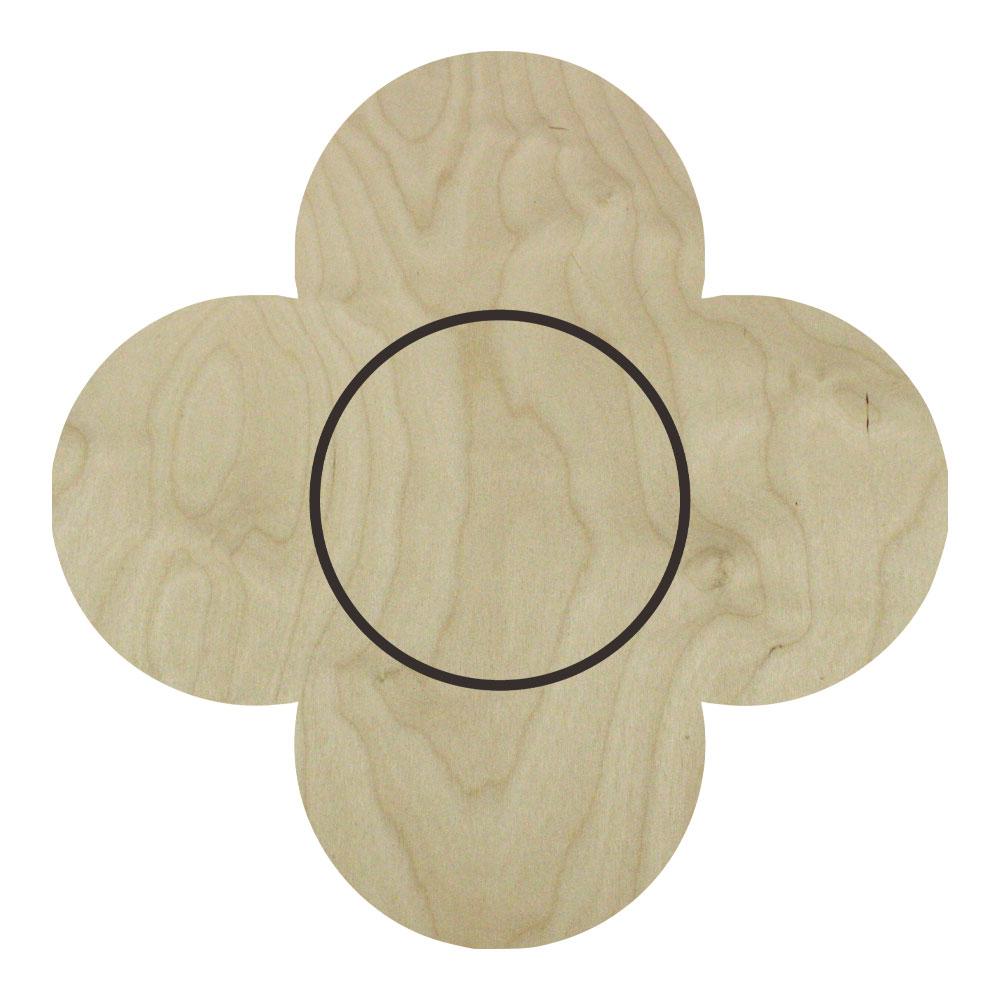 a flower shaped wood canvas