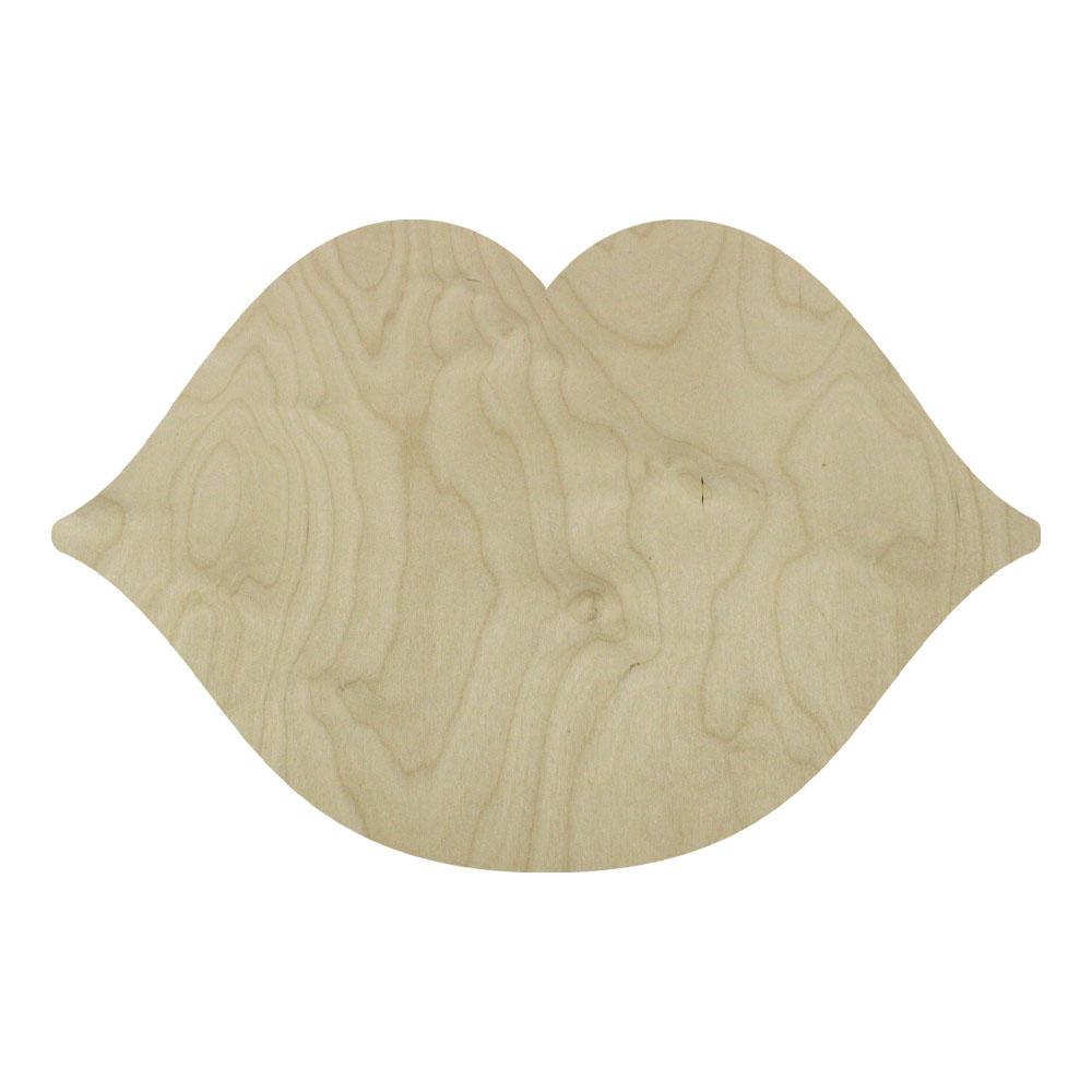 a lips shaped wood canvas