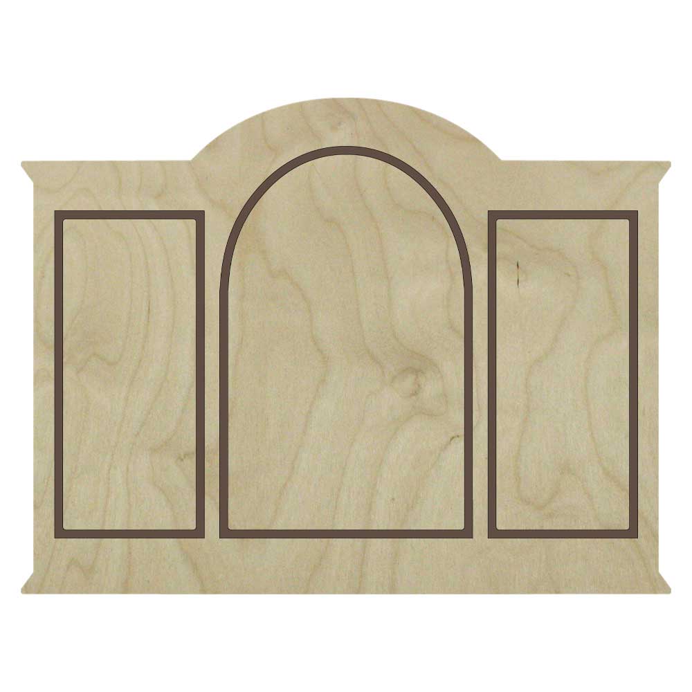 a Palladian style wood canvas with brown lines