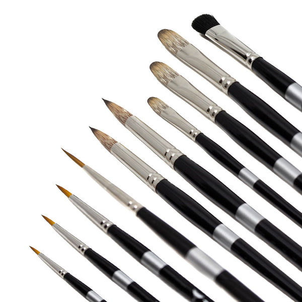 9pc Detail Thin Paint Brush Set Artist Paintbrushes for Acrylic
