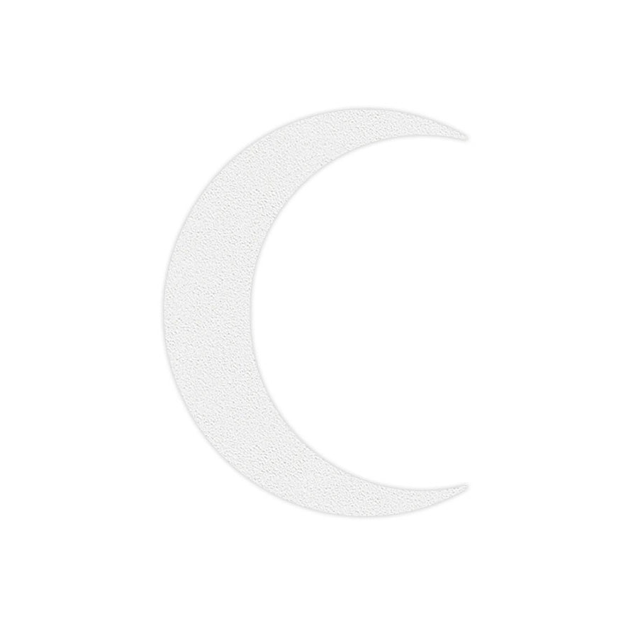 a crescent moon wood canvas on a white background